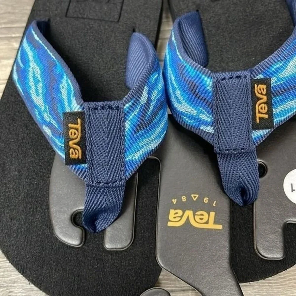 Teva Mush II Flip Flop Sandals 1093656C-K Waves Mood Indigo Blue Kids 11 NWT